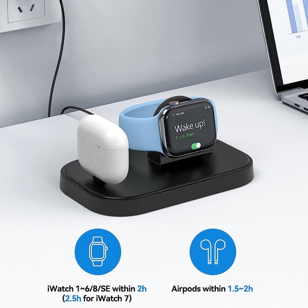 Portable Charger Stand for Apple Watch, 2 in 1 iWatch Charger with USB C Cable - Picture 6 of 6